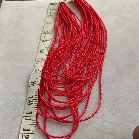 Vibrant Red Multi-Strand Necklace - Picture 2 of 5